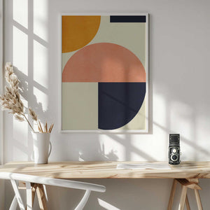Tablou înramat „Rainbow Plus Shapes  Blue Mustard2” de Ana Rut Bre
