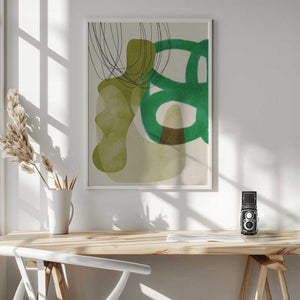 Tablou înramat „Painted Lines Green Tan Kopie” de Ana Rut Bre