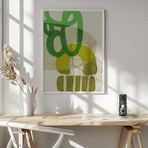 Tablou înramat „Painted Lines Green Tan 2 Kopie” de Ana Rut Bre