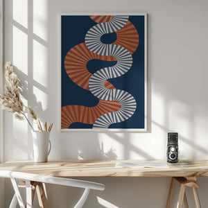 Tablou înramat „Winding Pattern In Retro Colors” de Elena Ristova