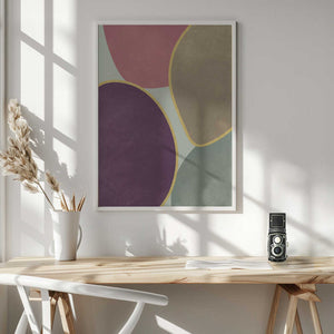 Tablou înramat „Abstract Circles With Gold 4” de Bilge Paksoylu