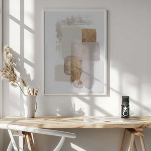 Tablou înramat „Neutral Gold 1” de Sally Ann Moss
