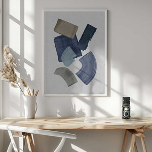 Tablou înramat „Blue & Brown Paint Blocks” de Orara Studio
