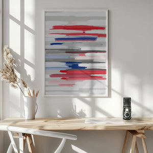 Tablou înramat „BILLS RED WHITE AND BLUES” de Fun Qui