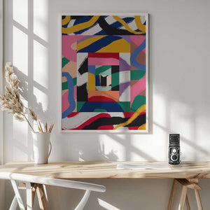 Tablou înramat „Geometric Shapes and Bold Brushstrokes” de Little Dean