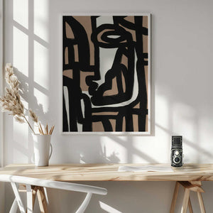 Tablou înramat „Geometric Shapes Against A Tan And White Background” de Little Dean