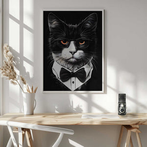 Tablou înramat „Hipster cat animal art” de Justyna Jaszke