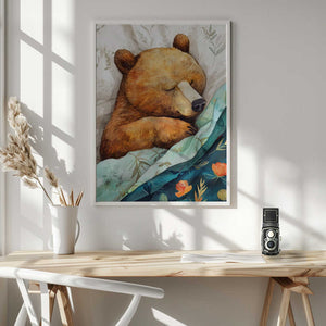 Tablou înramat „Sleepy Bear animal story” de Justyna Jaszke