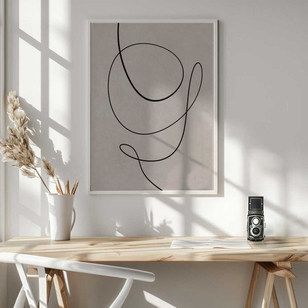Tablou înramat „Minimal Line Art Abstract Drawing 01” de Little Dean