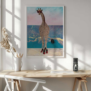 Tablou înramat „Giraffe on holiday” de Sarah Manovski