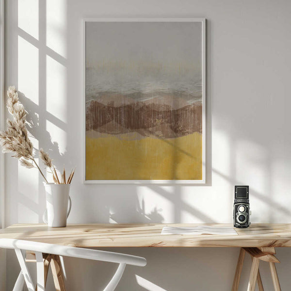 Tablou înramat „Coastal landscape with beach and sea in earth tones” de Imaginative