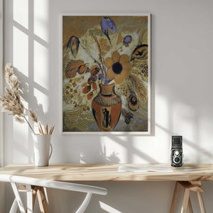 Tablou înramat „Etruscan Vase With Flowers” de Odilon Redon