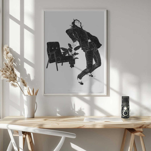 Tablou înramat „Jlr Dancingathome6 Blackandwhite Copy” de Jenny Liz Rome