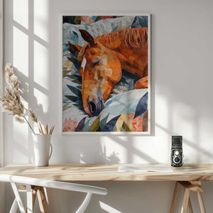 Tablou înramat „Animal Watercolor Art Horse Sleeping” de Justyna Jaszke