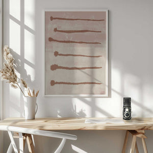 Tablou înramat „Terracotta Ink Strokes on Soft Pink and White” de Dina Dankers