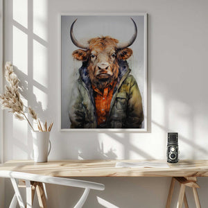 Tablou înramat „Buffalo Watercolor Animal Art (1)” de Justyna Jaszke