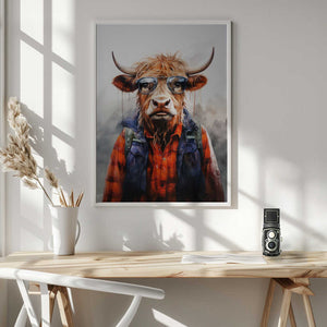 Tablou înramat „Buffalo Watercolor Animal Art (4)” de Justyna Jaszke