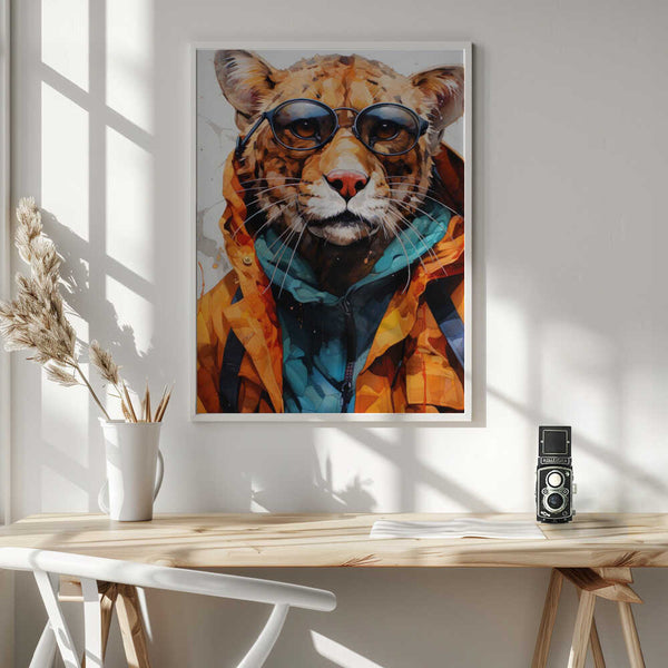 Tablou înramat „Cheetah Watercolor Animal Art” de Justyna Jaszke
