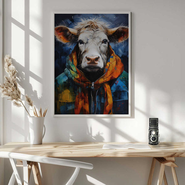 Tablou înramat „Cow Watercolor Animal Art” de Justyna Jaszke