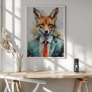 Tablou înramat „Fox Watercolor Animal Art (2)” de Justyna Jaszke