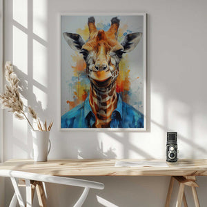 Tablou înramat „Giraffe Watercolor Animal Art (1)” de Justyna Jaszke