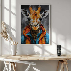 Tablou înramat „Giraffe Watercolor Animal Art (2)” de Justyna Jaszke