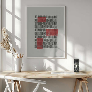 Tablou înramat „Crimson Grids” de THE MIUUS STUDIO