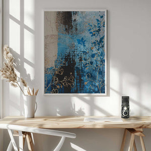 Tablou înramat „Denim Floral 2” de Sally Ann Moss
