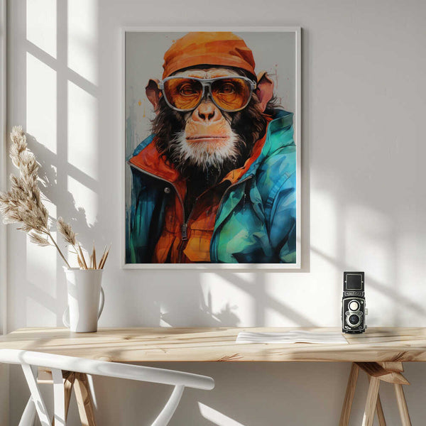 Tablou înramat „Gorilla Watercolor Animal Art” de Justyna Jaszke