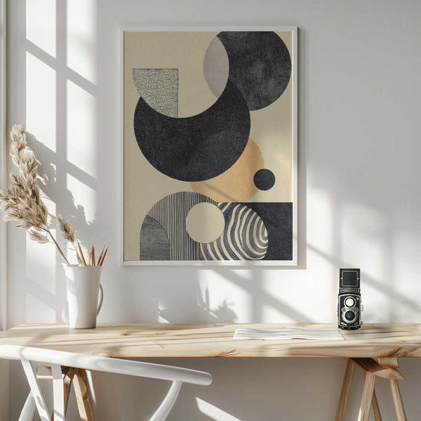 Tablou înramat „Geometric Art with Circles and Patterns” de Melloi Art Prints