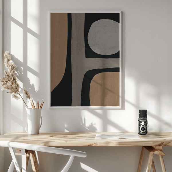 Tablou înramat „Normal grey organic shape” de Little Dean