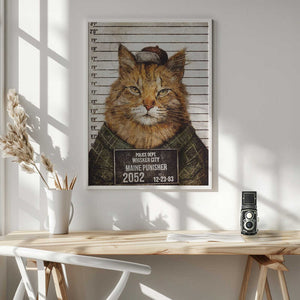 Tablou înramat „Cat In A Police Lineup” de Mike Koubou