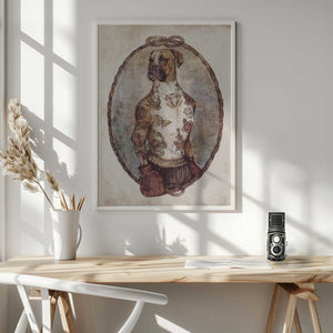 Tablou înramat „Tattooed Boxer Pup” de Mike Koubou