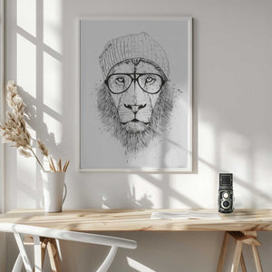 Tablou înramat „Cool Lion Bw” de Balazs Solti