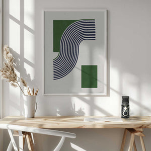 Tablou înramat „Moden Green Line Objects No.11” de THE MIUUS STUDIO