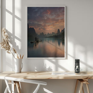 Tablou înramat „Li River Sunrise” de Yan Zhang