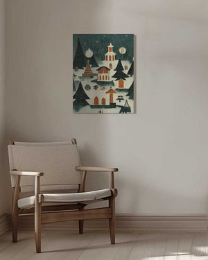 Tablou canvas „Winter Village Glow” de Treechild