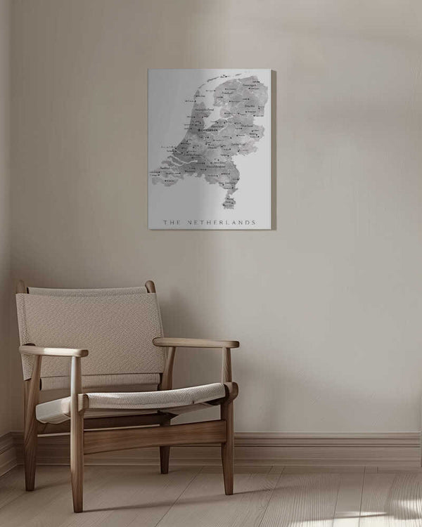 Tablou canvas „Gray map of the Netherlands” de Rosana Laiz Blursbyai