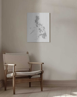 Tablou canvas „Gray watercolor map of Philippines” de Rosana Laiz Blursbyai