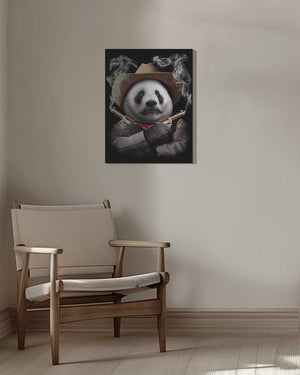 Tablou canvas „panda crossgun” de Adam Lawless