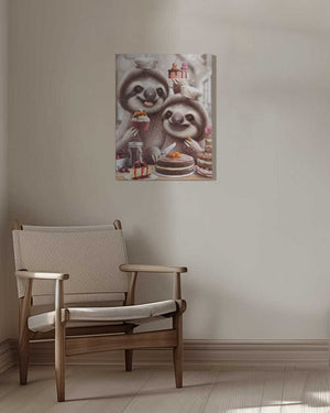 Tablou canvas „SLOTH BAKING CAKES” de Adam Lawless