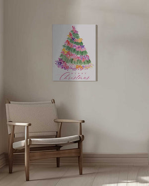 Tablou canvas „Floral watercolor merry Christmas tree” de Rosana Laiz Blursbyai