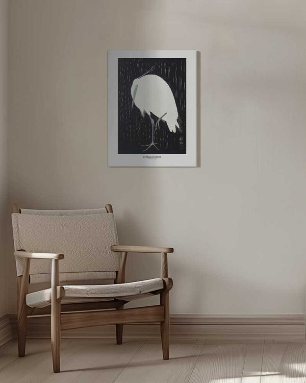 Tablou canvas „Egret In The Rain” de Ohara Koson