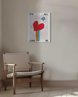 Tablou canvas „It's All Love '69 Heart Greige” de Frances Collett
