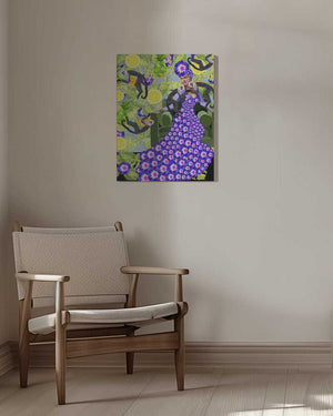 Tablou canvas „Frida in the Garden” de Lynnda Rakos