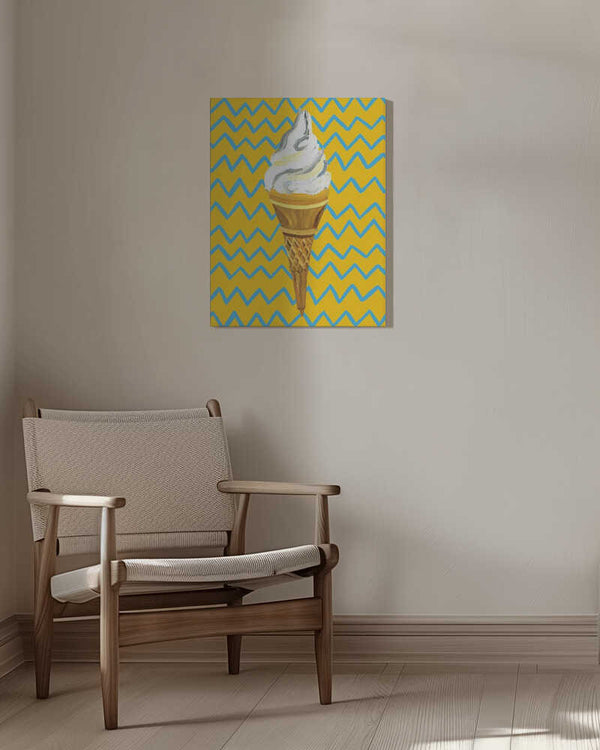 Tablou canvas „Ice Cream Yellow Zigzag” de Alice Straker