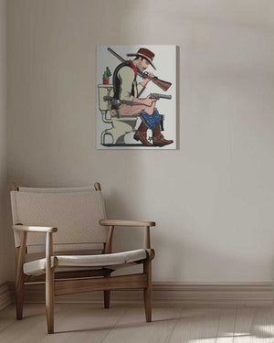Tablou canvas „Cowboy On the Toilet” de In The Washroom