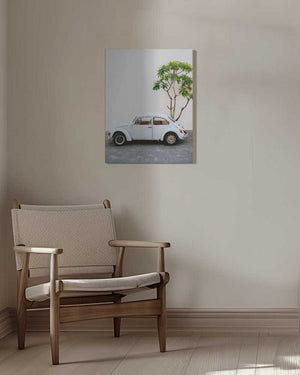 Tablou canvas „Pastel Volskwagen Beetle in the streets of Oaxaca Mexico” de Raisa Zwart