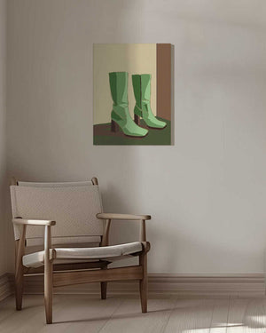 Tablou canvas „Green boots” de Sharyn Bursic