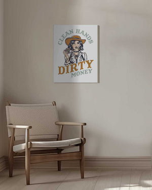 Tablou canvas „Clean Hands Dirty Money Poker Cowgirl” de The Whiskey Ginger